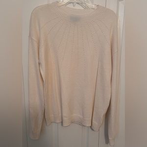 Cece: women’s cream colored long sleeve, beaded front sweater, size L, new